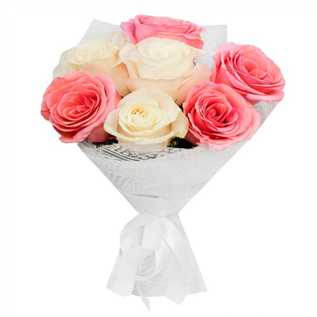 Букет цветов "Бело-розовый дуэт"